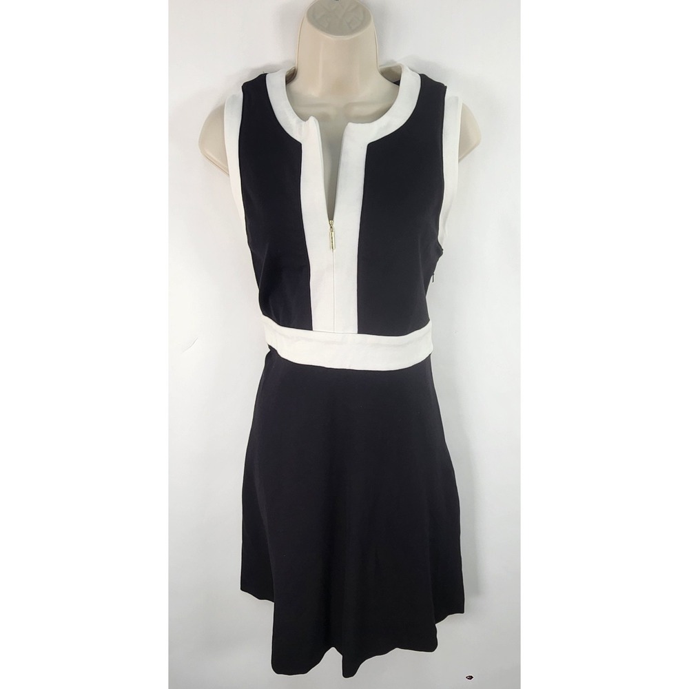 Kate Spade Dress Womens 6 Black White Ponte Knit Sleeveless Structured Classic